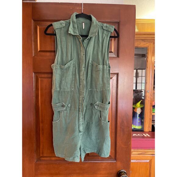 Young broke and fabulous Pants - YFB Young Broke Fabulous Hudson Linen Blend Marine Green Utility style M